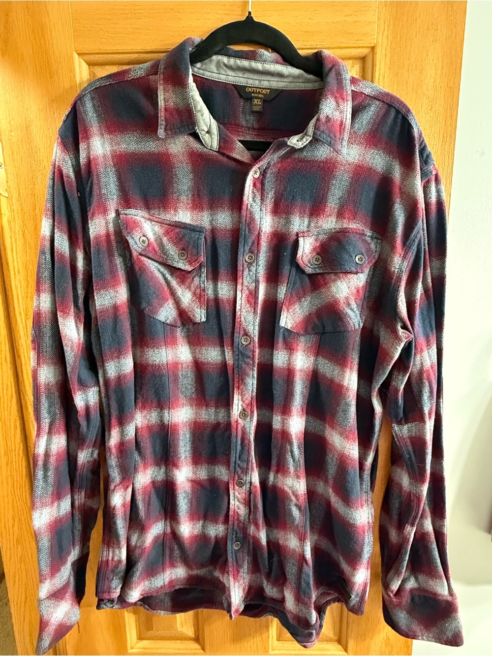 Outpost Men's Burgundy & Gray Plaid Button-Down Shirt